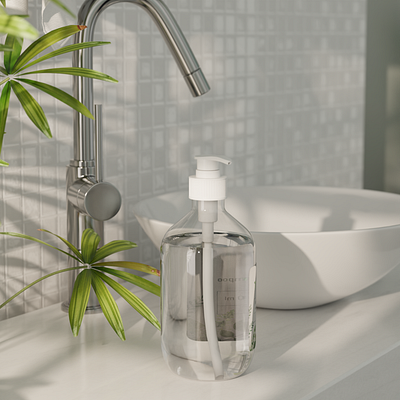 BATHROOM | 3D MODELING 3d 3d art 3d concept 3d modeling bamboo bathroom blender branding lighting logo modeling photoshoot plants shampoo ui