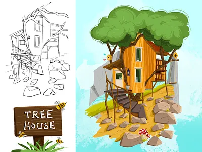 Tree House adobe photoshop art character design childrens books design graphic design illustration picture book procreate tree house vector
