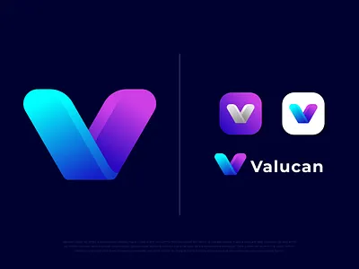 Valucan | V Letter | Modern Abstract Logo Mark 2022 trend 3d abstract abstract logo apps icon brand brand identity branding business creative logo gradient logo graphic design letter mark logo modern logo software v letter valucan