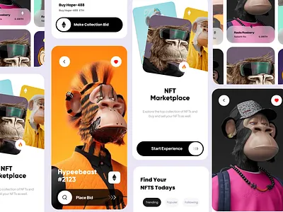 NFT Marketplace - Mobile app app app design coin crypto cryptocurrency design eth marketplace mobile design nft shop trend ui uiux uix uxdesign
