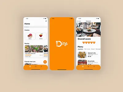 Dine branding catchy design dine illustration ios logo modern orange ui ux vector