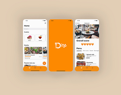 Dine branding catchy design dine illustration ios logo modern orange ui ux vector