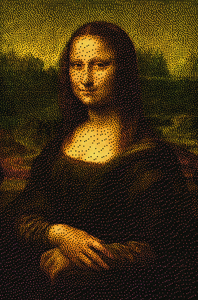 Mona Lisa's Dithered Smile davinci generative javascript