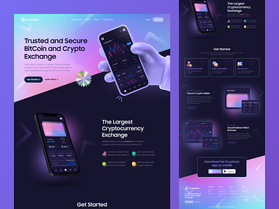 Crypto Website Dark UI 2022 trends bitcoin creative crypto crypto exchange cryptocurrency dark design header invest landing page minimal modern modern style trendy ui ui design ux design wallet web design