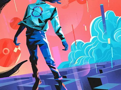 Maze Unlocked elevation energy floating flying future illustration meditation metaverse nft