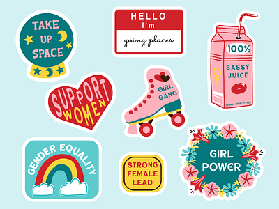 Girl Power Giphy Stickers animation feminism gifs girl power illustration vector