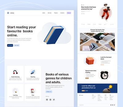 Library branding design illustration landing page library ui ui design uiux ux uxdesign web site