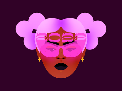 2️⃣0️⃣2️⃣2️⃣ 2022 face glasses happy new year illustration new year portrait vector woman