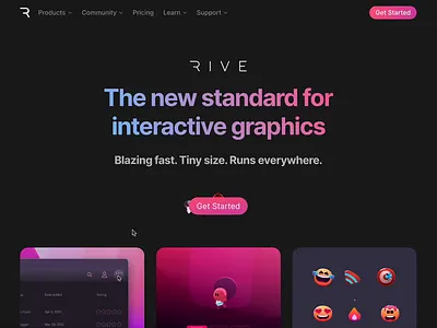 New Rive website animated button astronaut branding button character components emoji hero homepage logo motion graphics rocket spaceman ui web website