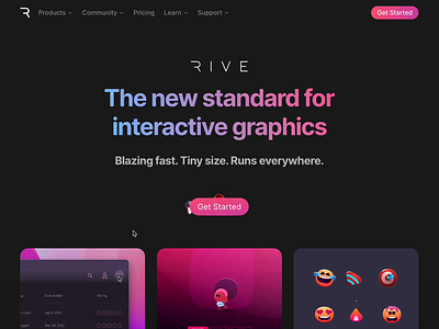 New Rive website animated button astronaut branding button character components emoji hero homepage logo motion graphics rocket spaceman ui web website