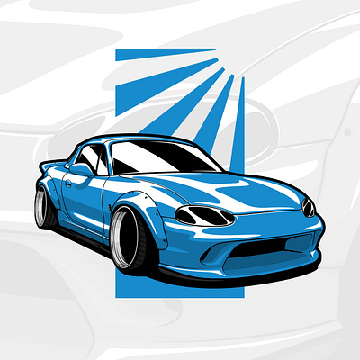Mazda Miata MX5 art automotive bodykit car classic design drawing illustration japan jdm logo mazda miata mx5 roadster vector widebody
