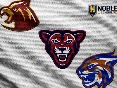 Noble Schools Mascot Designs branding cat cat logo chicago design graphic design high school logo highschool illustration illustrator logo logo system mascot school mascot sports branding sports logo vector