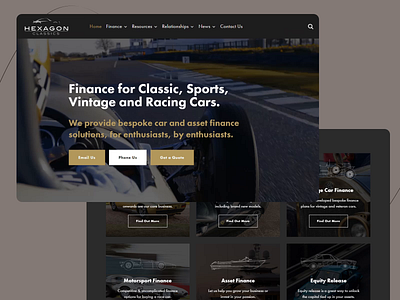 Hexagon Classics Website Landing automative automative finanec bespoke cars car enthusiasts car finance car loans classic cars financial website investments landing landing page motion graphics motorsport finance moving cars racing cars sports cars user interface vintage cars website website design