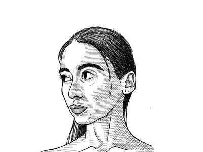 Into the Distance - First Draft 2d art artwork black black and white clean creative design drawing face girl hand drawn illustration portrait simple sketch
