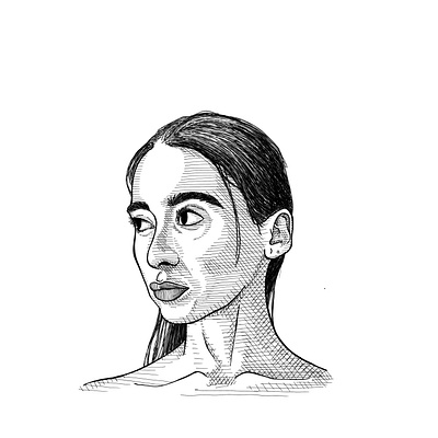 Into the Distance - First Draft 2d art artwork black black and white clean creative design drawing face girl hand drawn illustration portrait simple sketch