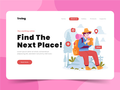 Travelling Platform Landing Page art blue branding design flat graphic design illustration landing logo page travel travelling ui ux vacation vector