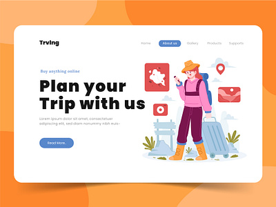 Travelling Platform Landing Page art blue branding design flat graphic design holiday illustration landing logo page travel travelling ui ux vacation vector