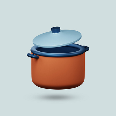 Minimalist 3d rendering cooking pot icon 3d clean cute graphic design modern pan pot ui