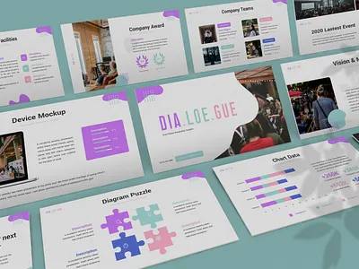 Dialoegue – Creative Presentation Template abstract art business presentation creative fluid geometric infographic organic paint pastel pink powerpoint template presentation purple puzzle sales simple slides splatter teal