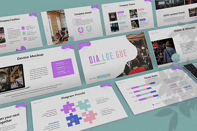 Dialoegue – Creative Presentation Template abstract art business presentation creative fluid geometric infographic organic paint pastel pink powerpoint template presentation purple puzzle sales simple slides splatter teal