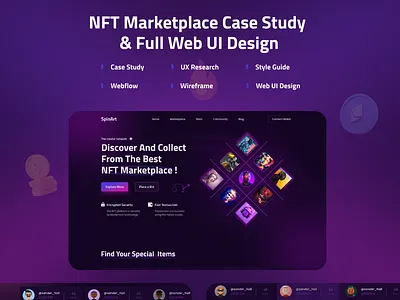 NFT Marketplace Case Study & Full Web UI Design creative ui crypto currency digital art nft 2022 nft case study nft design nft landing page nft marketplace nft ui design nft website nfts non fungible token uiux design uxui design