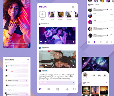 MEDiA app branding design instagarm social twitter ui ux