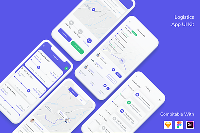 Logistics App UI Kit app design logistics logistics app mobile ui ui kit ux