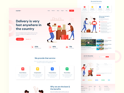 Courier Service Template courier service courier service website delivery landing page illustration ui kit ui ux web design web template