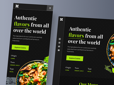 Authentic Restaurant Landing Page - Mobile Responsive app clean dark mode eat eating food food and drink landing page restaurant app ui ux web web design website