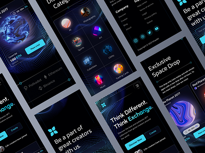 NFT Marketplace Website - Mobile Responsive app blockchain clean crypto cryptocurrency dark mode ethereum fintech gradient minimal minimalist modern nft ui ux web web design website