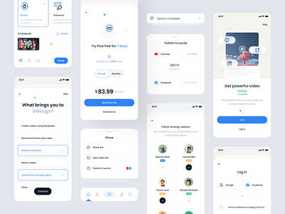 Video Hosting & Sharing App app app ui app ux application components hosting onboarding settings social media splash trend ui ui uiux upload ux video web web app