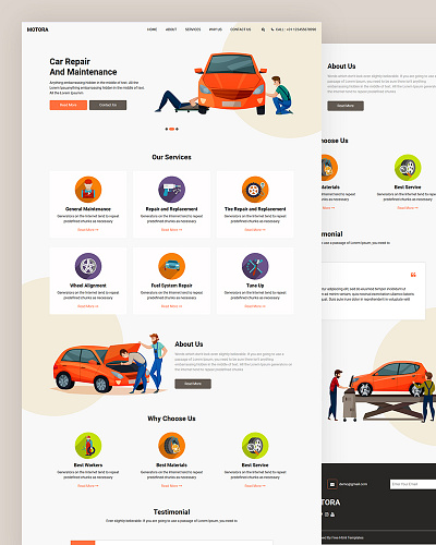 Motora automobile bootstrap car services cars repair css html responsive template workshop