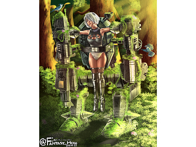 Overgrown 2b art artwork design digitalart digitaldrawing digitalpainting erotic fanart forest game gameart illustration nierautomata