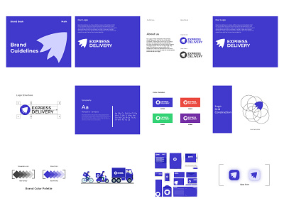 Express Delivery Brand guidelines app icon brand identity brand style guide branding delivery ecommerce express fast finance gateway logo parcel payment rocket services speed transaction transport logo vehicle visual identity