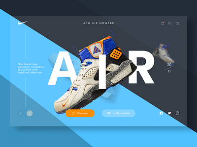 Nike Air Mowabb design graphic design illustration main page sneakers ui web