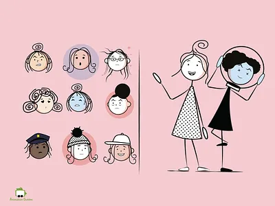 Different Faces of Aya.... adobe character animator character character animator character design download expressions faces facial expressions female flat illustration puppet stick figure vector