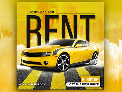 Awesome Car Social Media Post and Banner design adobe photoshop banner banner design car car rent color colorful creative design gradient graphic design luxury car marketing modern social social media social media banner social media post template yellow