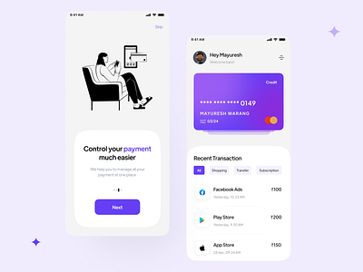 Credit Card App credit card design mobile app mobile ui payment ui uidesign uiux uxui
