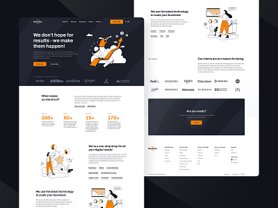 Website main page for a digital marketing agency agency bold numbers branding clean design digital marketing header illustration logo main page marketing minimal orange resolution typography ui ux web design website