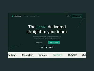 The Generalist - Home explorations community design hero design home page home page hero tech the generalist web web design webflow website website design