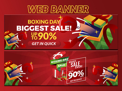 Boxing day web banner ad banner ads adwords banner boxing day banner boxing day sale branding design display ads facebook post google ads graphic design illustration instagram post logo new year banner ui vector web ads web banner