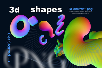 3d abstract shapes bright modern