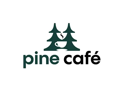 pine cafe adobe illustrator branding cafe coffee graphic design illustration logo logodesign logomark logotype minimalist logo nature negative negative space pine trees vector