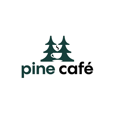 pine cafe adobe illustrator branding cafe coffee graphic design illustration logo logodesign logomark logotype minimalist logo nature negative negative space pine trees vector