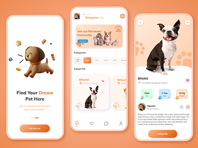 Pet Adoption App | Daily UI Design Challenge app design figma illustration pet app ui ux