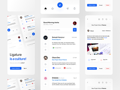Lettered :: Mail Project app blue case study clean component dashboard design design system email guideline inspiration iphone light mac mail minimal project responsive ui ux
