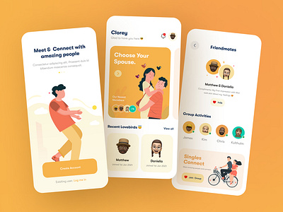 Concept exploration for a dating app adobe xd app design figma fintech app illustration illustrations design logo product design ui ui ux uidesign ux