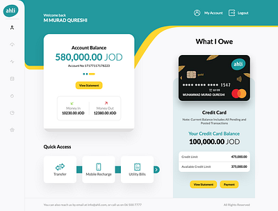 ahli-Internet Banking bank dashboard online banking pakistan ui