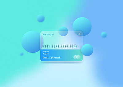 Online banking card design for Mastercard app glass effect glass morphism graphic design online banking web design