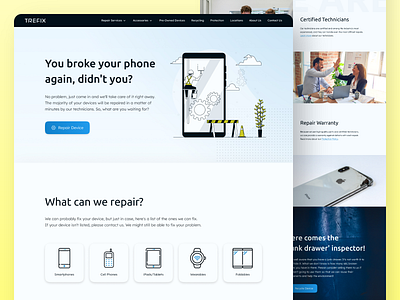 Trefix Maintenance adobe design figma graphic design home landing maintenance phone repair service shop sketch store technology trefix ui ux vector xd